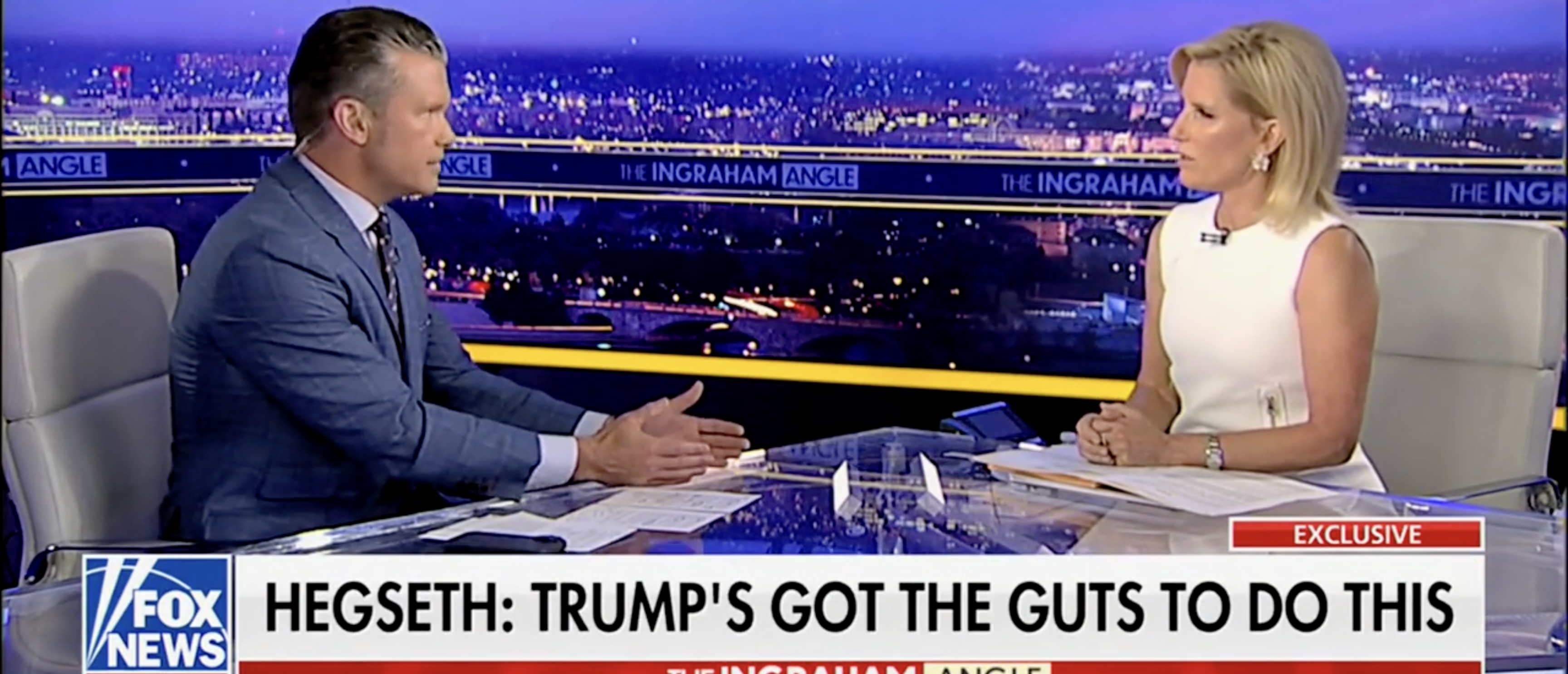 Pete Hegseth on "The Ingraham Angle" discussing National Guard in DC [Screenshot/Fox News/"The Ingraham Angle"]